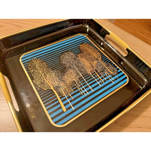 Vintage Mid-century Modern Tokyo Square Black Laquer Tray  (Srednick) Japan - Picture 4 of 5